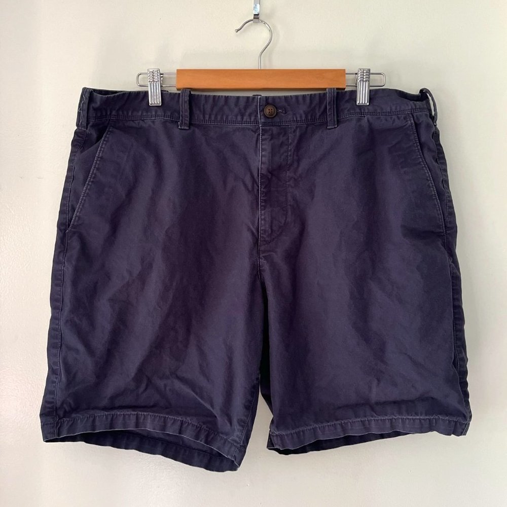 Express Men's 36 Classic Fit Stone Blue Flat Front Casual Chino Shorts